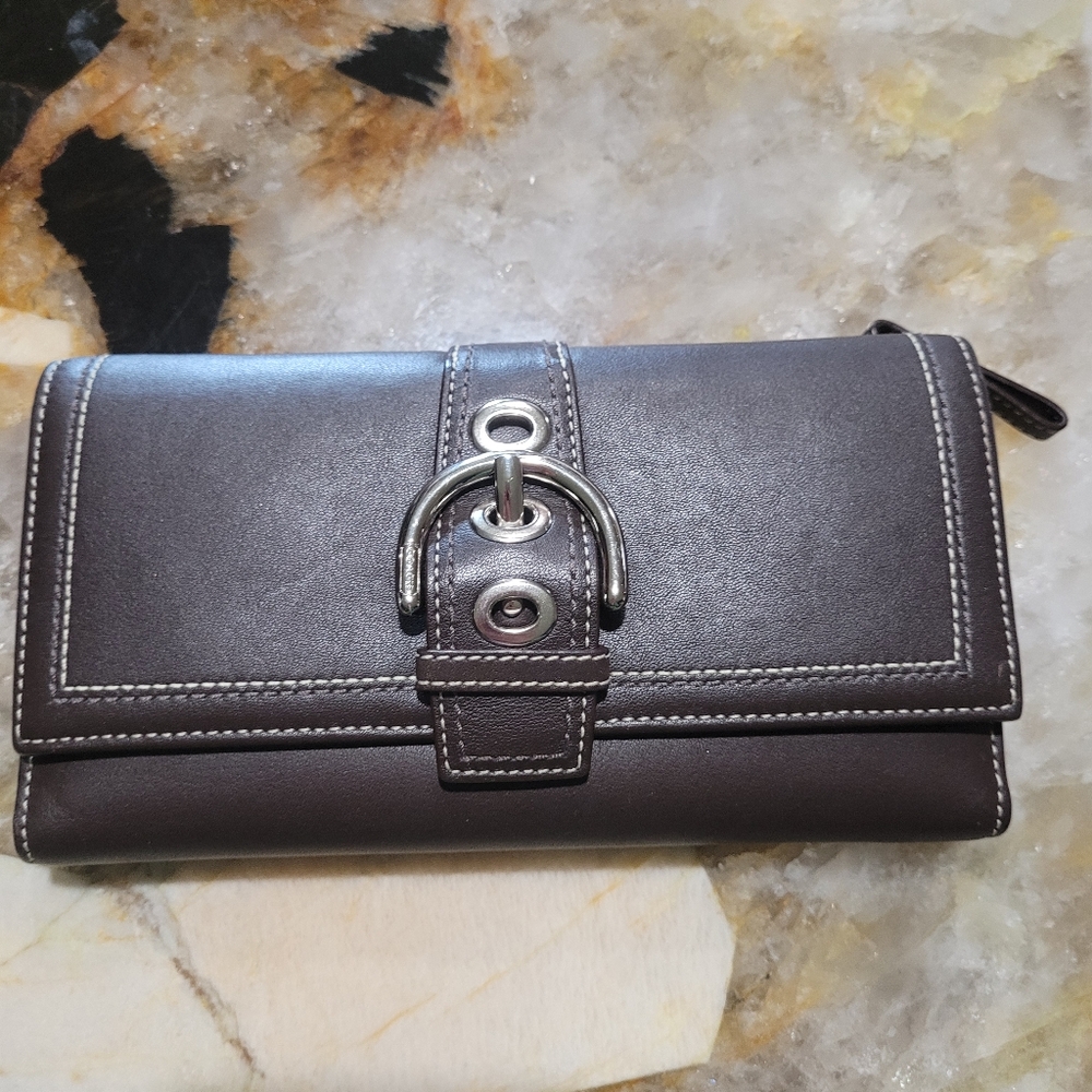 Brand New Coach Dark Brown Leather Wallet